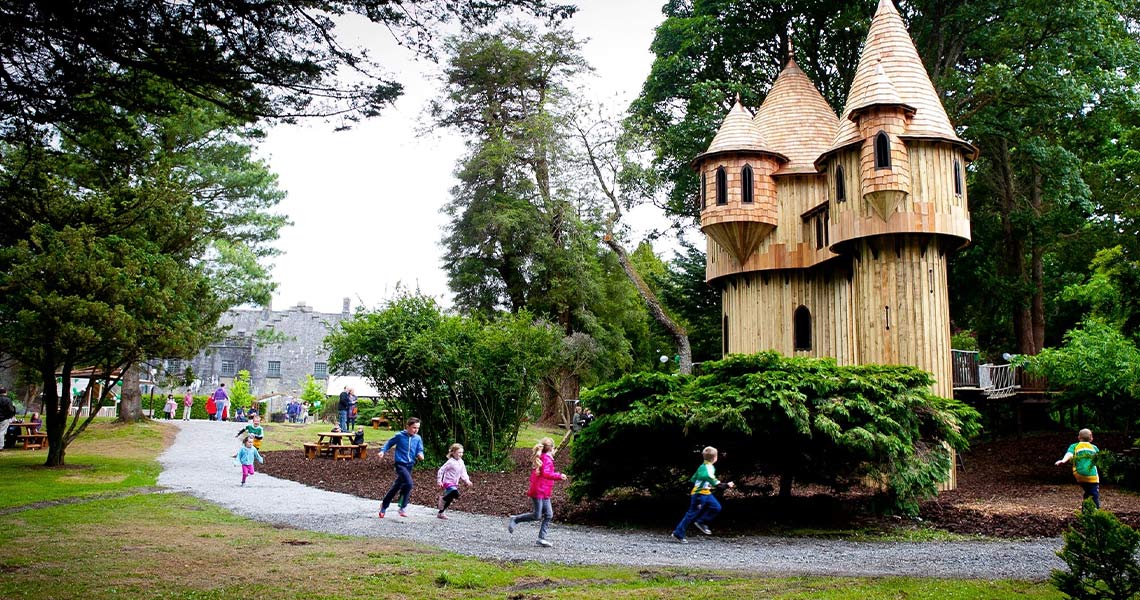 Children running along path at Birr Castle Demesne & Historic Science Centre.